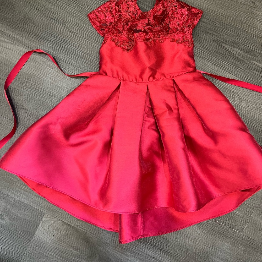 Rare Editions Vibrant Red Lace Dress